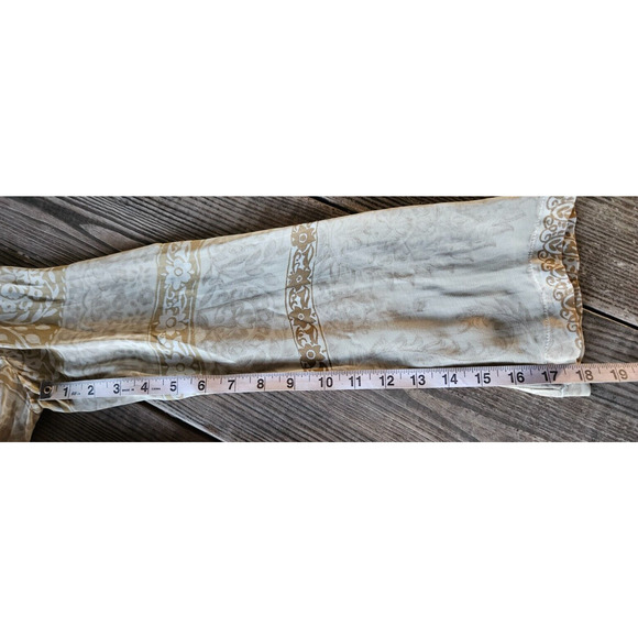 Vintage Lili Crepon Womens Top Plus 1 Tan Floral Sheer Button Up Blouse Shirt - Picture 10 of 10